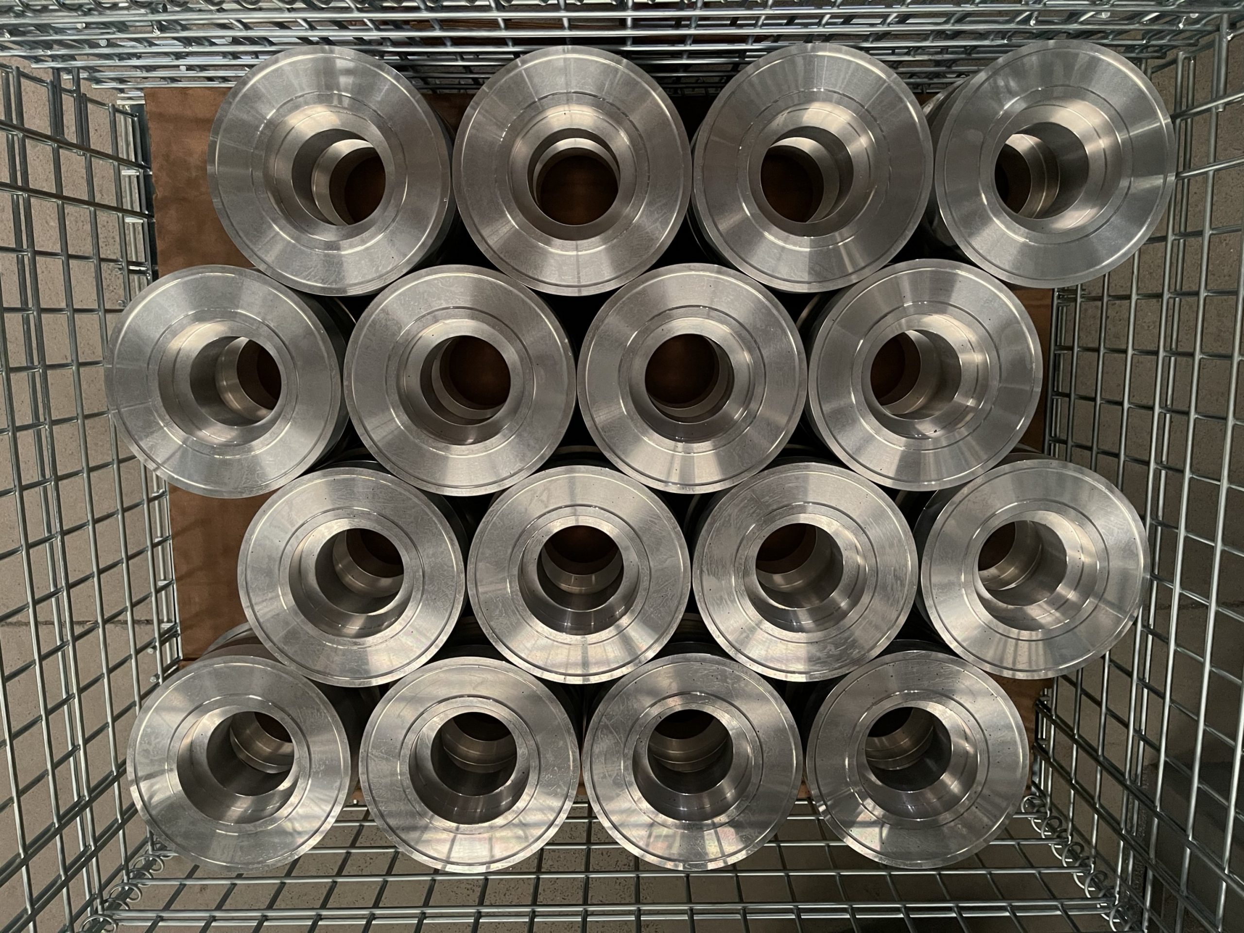 Four rows of stacked wheels